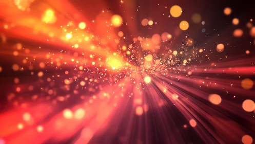 Radiant abstract light burst with glowing bokeh effect in warm tones.