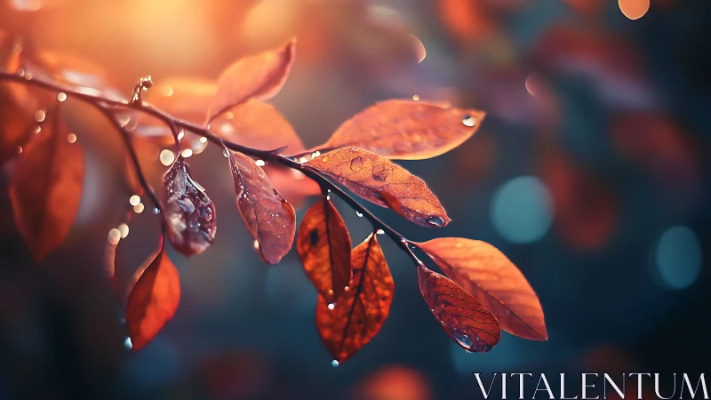 Macro study of wet autumn leaves in shallow depth of field.