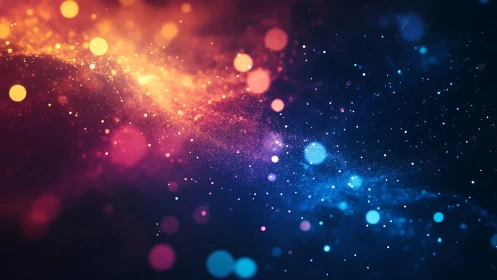 Abstract bokeh field with orange and blue light gradients.