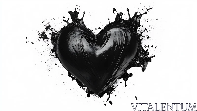 Explosive Black Heart Splatter Against White Background