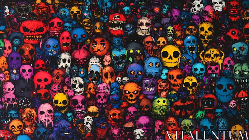 Neon skull swarm erupts in chaotic comic horror spectacle