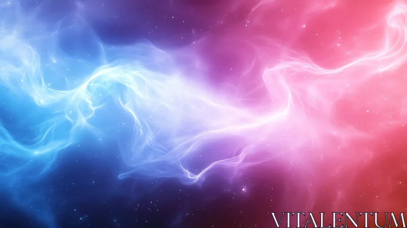 Nebular light stream divides cyan and magenta cosmic fields