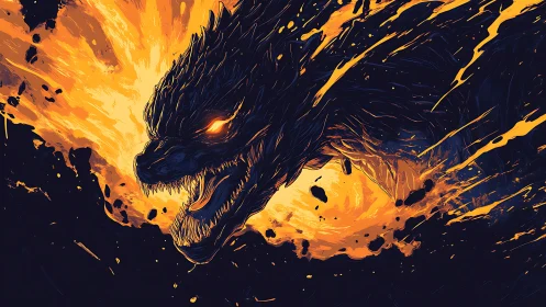 Molten roar of a cosmic dragon tearing through the dark.