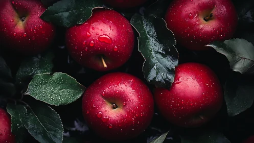 Ruby orchard chorus of dewy apples in velvet shadows.