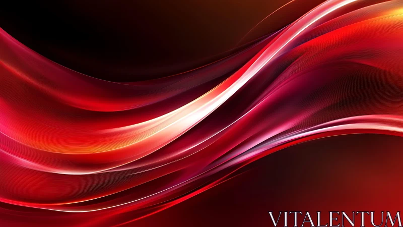 Vibrant Red and Pink Abstract Waves Digital Art Background.