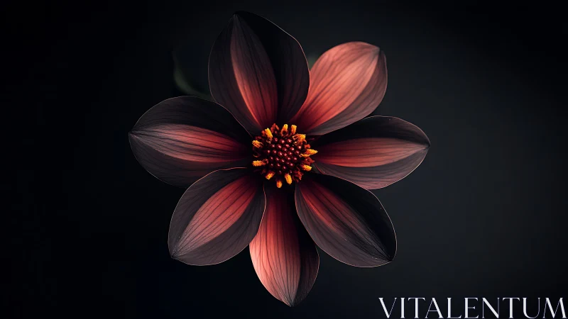 Stylized flower rendered with gradated petals against dark background.