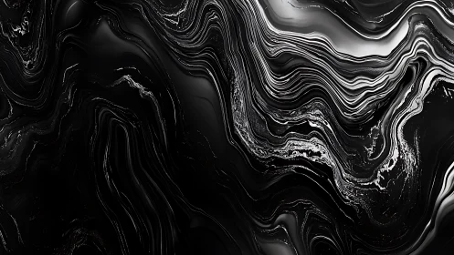 Midnight marble rivers spill through liquid monochrome night.