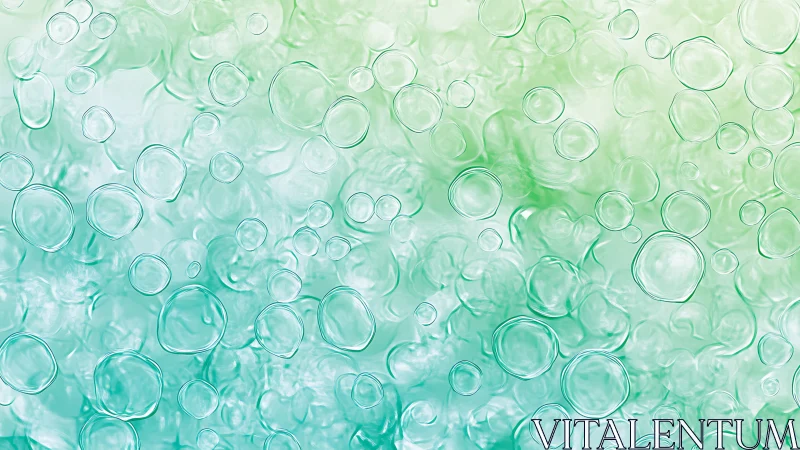 Gentle teal and green bubbles drift in a soft dreamy glow