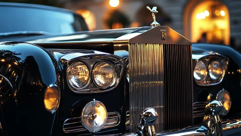 Midnight Rolls-Royce prowls through candlelit city streets.
