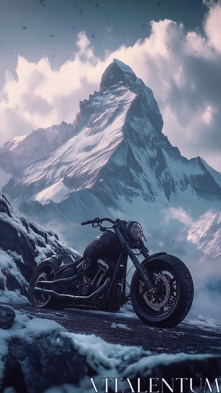 Midnight chopper rests beneath a brooding alpine titan.