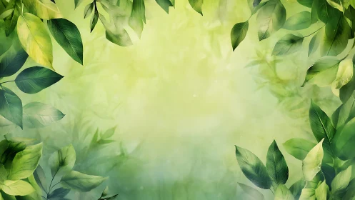 Lush green foliage frame surrounds soft gradient light field.