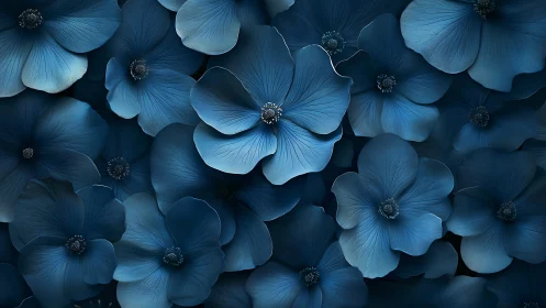 Blue Floral Petals Composition with Dark Background