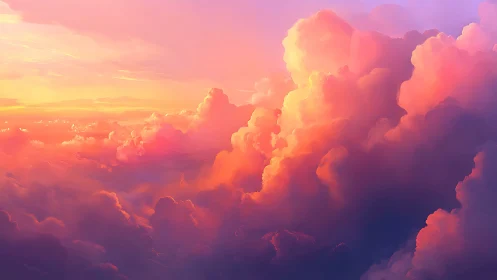 Radiant volumetric clouds render a luminous atmospheric sunset
