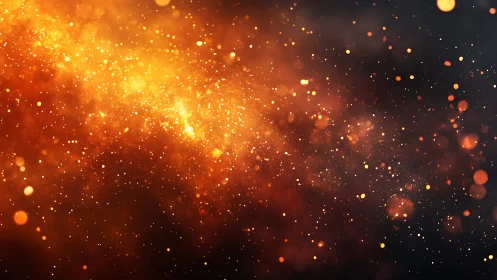 Orange Particle Field with Bokeh Depth and Gradient Fade