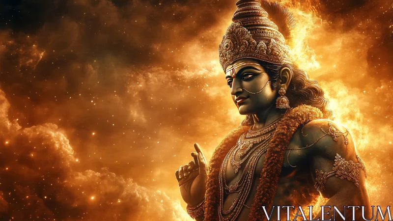 Golden cosmic deity bathed in swirling celestial light.