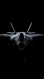 Silent stealth jet emerging from the shadows of night.