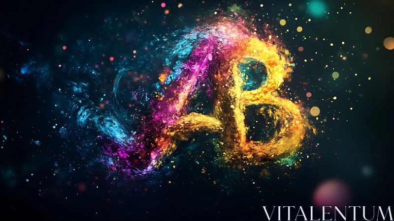 Color-splashed AB letters glow in swirling cosmic paint