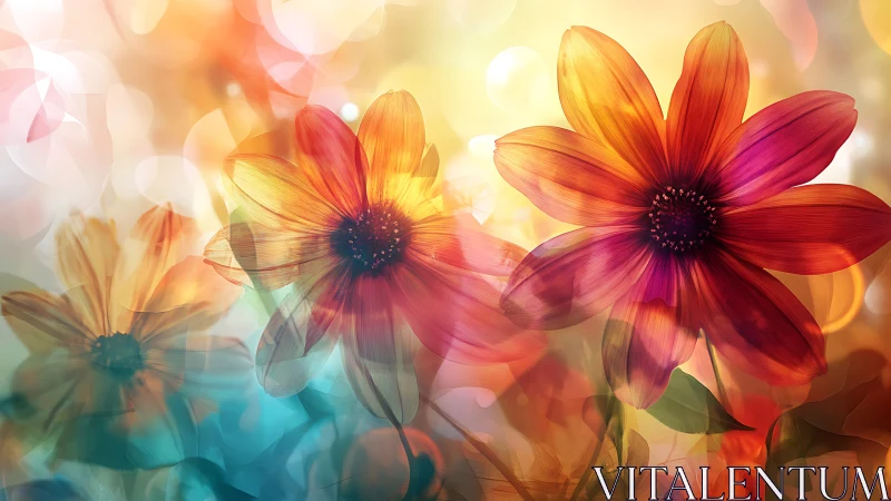 Luminous Petals: Translucent Flowers in Warm Bokeh.