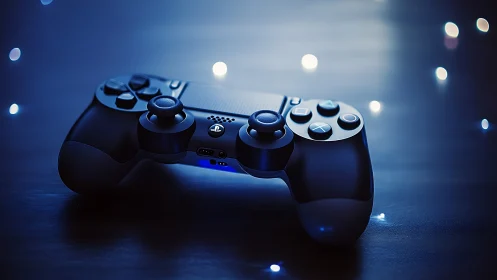 PlayStation Controller Rendered in Blue Ambient Lighting