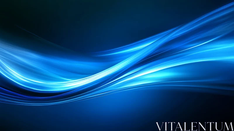 Electric blue light waves flow across deep gradient background.