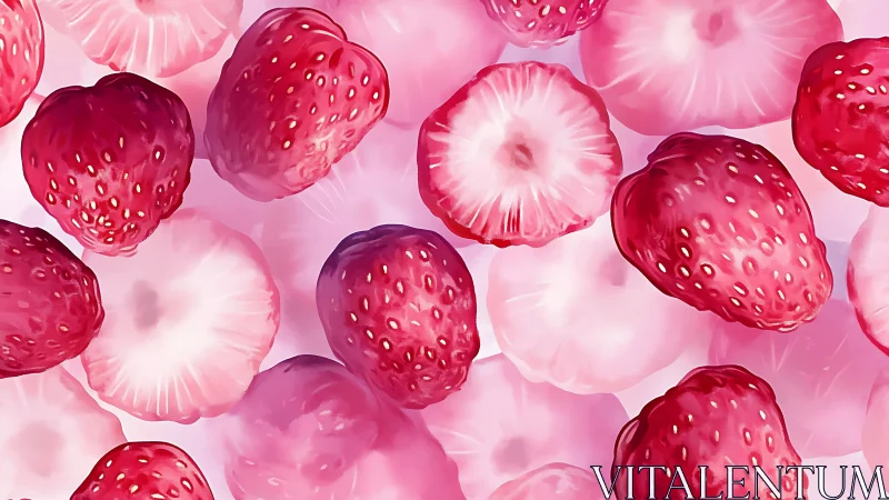 Digital strawberry slice pattern with glossy pink highlights.