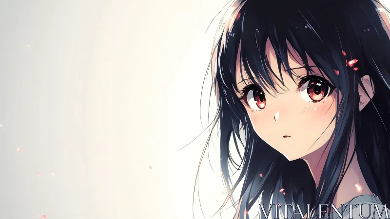 Side-profile anime portrait shows girl with dark hair looking back