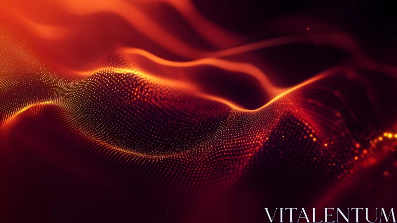 Glowing Abstract Digital Wave in Fiery Orange and Red Tones.
