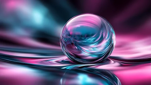 Neon tide crystal sphere drifting on liquid starlight.