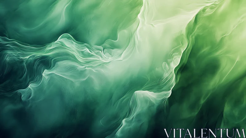 Emerald fluid gradients form ethereal abstract wave structures