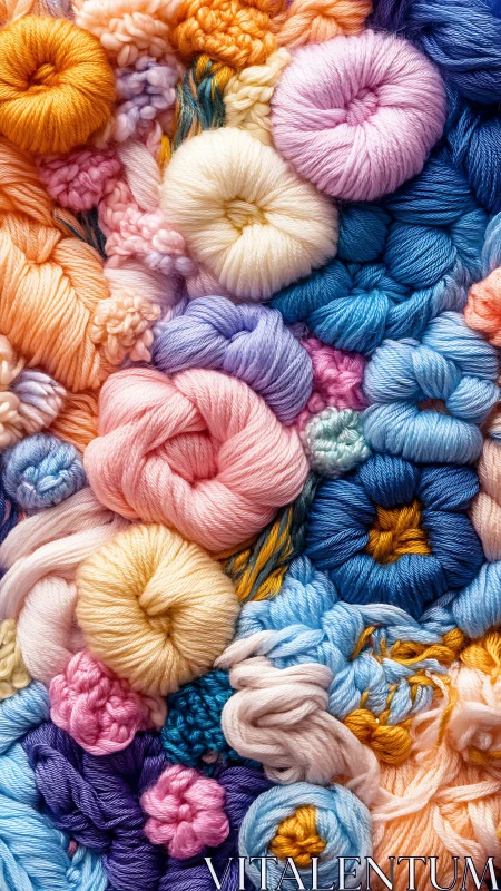 Chromatic macro study of intertwined pastel yarn florals.