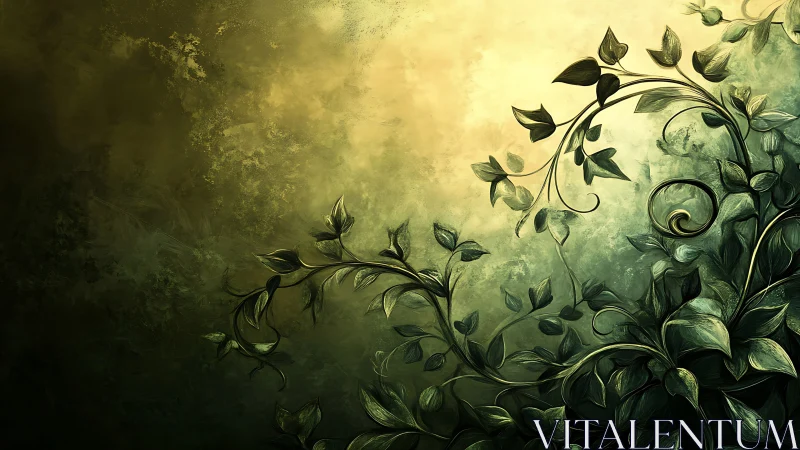 Golden light curls gently around lush curling green vines