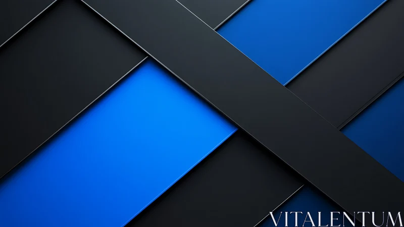 Layered matte panels with intersecting blue accent bands