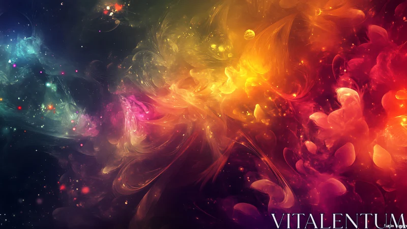 Multicolored abstract nebula-like digital light composition.