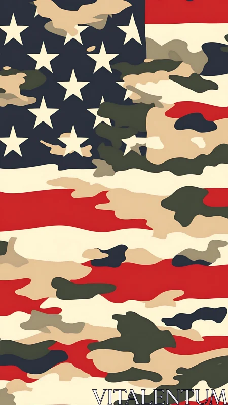 Camouflage United States flag abstraction in flat vector art.