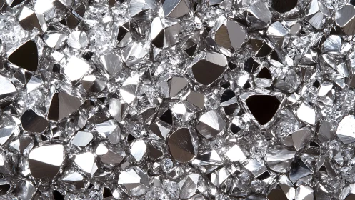 Shimmering silver crystals catch light in a sparkling cluster