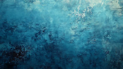 Textured cyan abstraction with layered pigment and depth mapping.