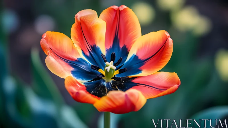 Vibrant Tulip with Striking Blue Center Detail