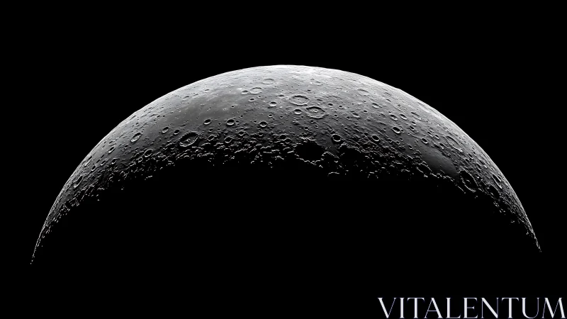 Lunar crescent surface reveals dense craters in stark contrast