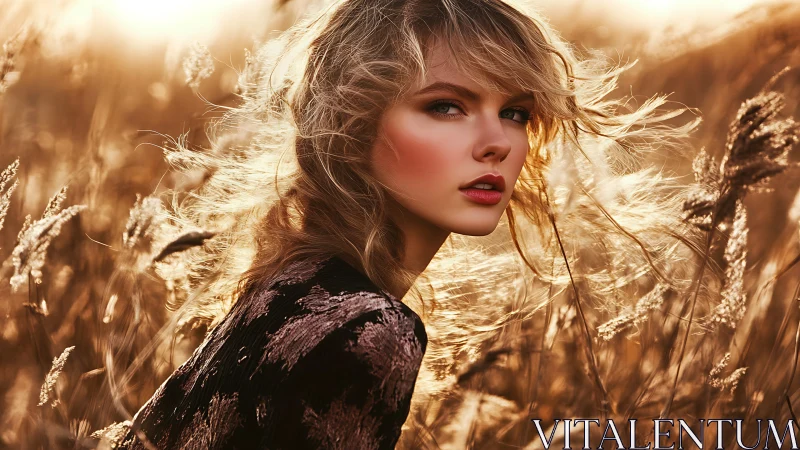 Sunlit windswept muse turns golden field into wildfire glow