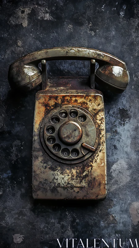 Corroded rotary telephone handset with heavy surface oxidation.