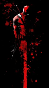 Brooding red masked antihero emerging from inky darkness.