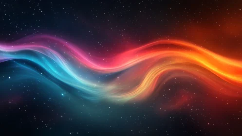 Digital nebula lightwave across deep starfield space backdrop.