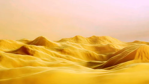 Golden dune landscape under diffuse pastel desert sky.