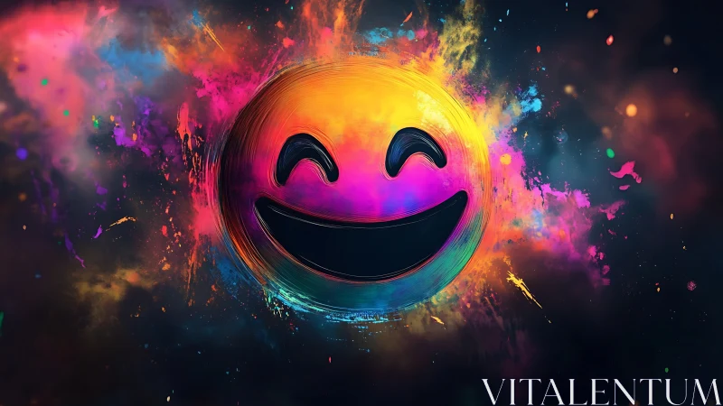 Radiant smiling emoji in a joyful burst of bright color.