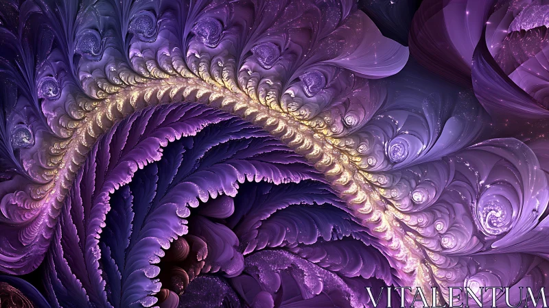 Dreamy violet fractal waves curling into cosmic wonder.