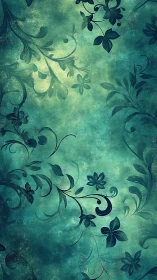 Gentle teal vines curling through a dreamy floral glow.