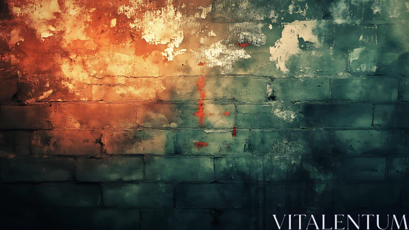 Weathered Brick Wall with Grunge Texture and Moody Lighting.