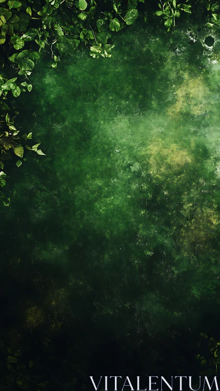 Green textured background with foliage border elements