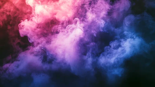 Tri-color volumetric smoke plumes in magenta cyan gradient field