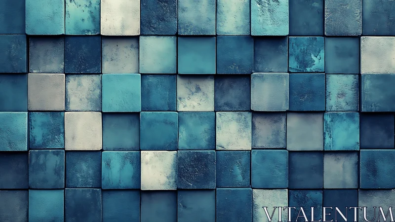 Calming teal tile wall with soft textured geometric charm.